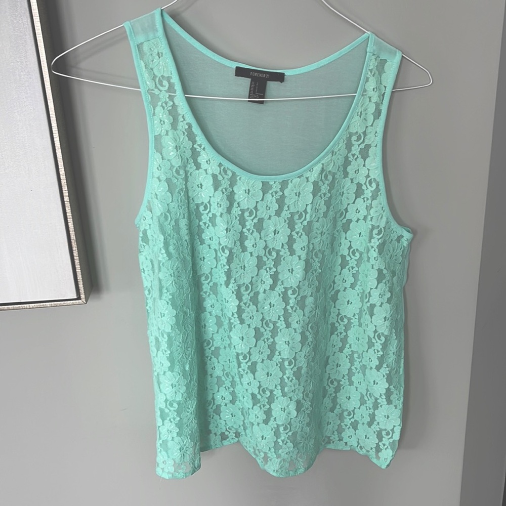 Mint lace sleeveless top - Buy 2, Get 1 Free